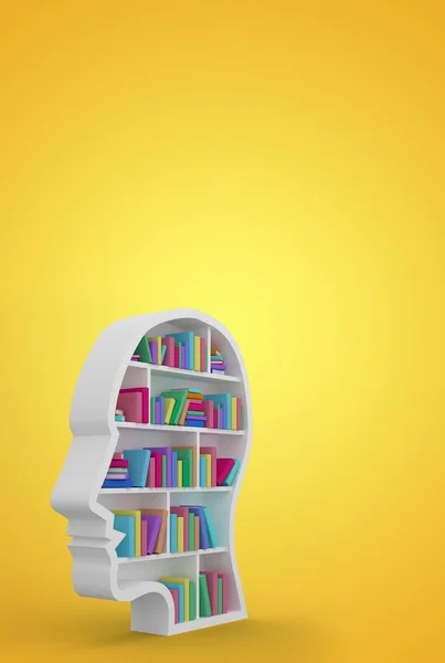 Books arranged in human face shape — Stock Photo, Image