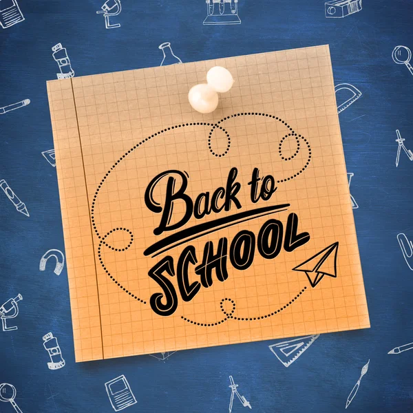 Back to school message against chalkboard — Stock Photo, Image
