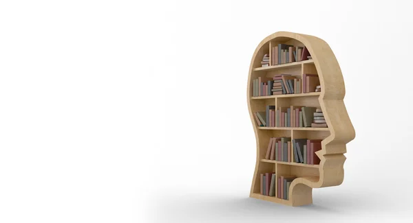 Books arranged in human face shape — Stock Photo, Image