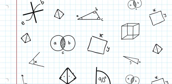 Signos de matemáticas contra bloc de notas espiral — Foto de Stock