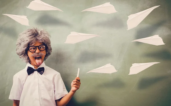 Boy dressed as senior teacher — Stock Photo, Image