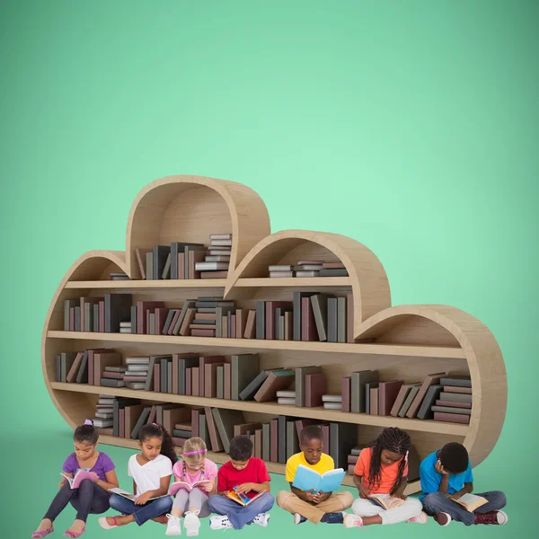 Elementary pupils reading books — Stock Photo, Image