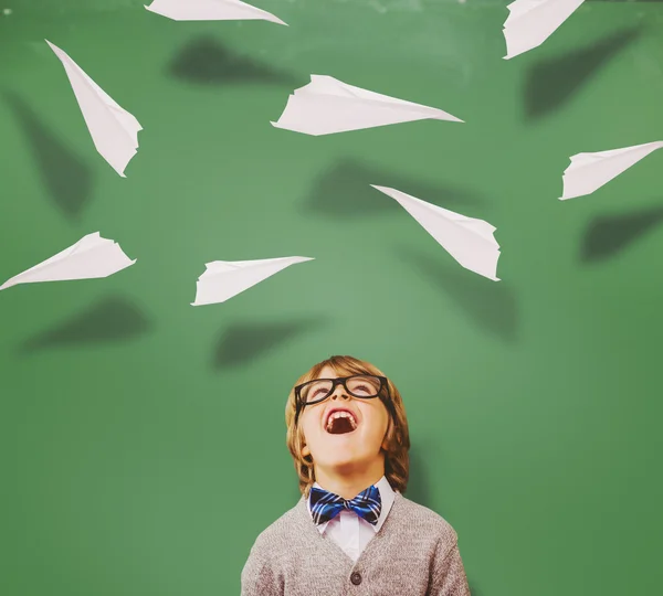 Cute pupil dressed up as teacher — Stock Photo, Image