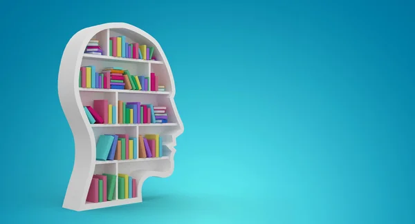 Books arranged in human face shape — Stock Photo, Image