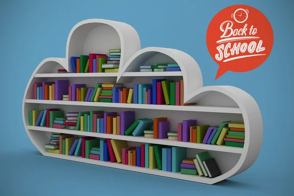 Boeken gerangschikt op wolk vorm boekenkasten — Stockfoto