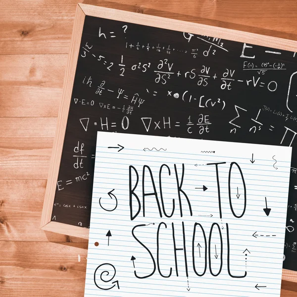 Notepad and back to school text — Stock Photo, Image