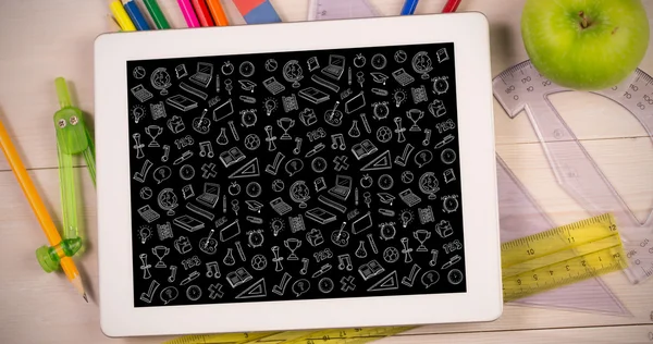 Scrivania studenti con tablet pc — Foto Stock
