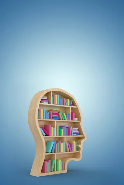 Books arranged in human face shape — Stock Photo, Image