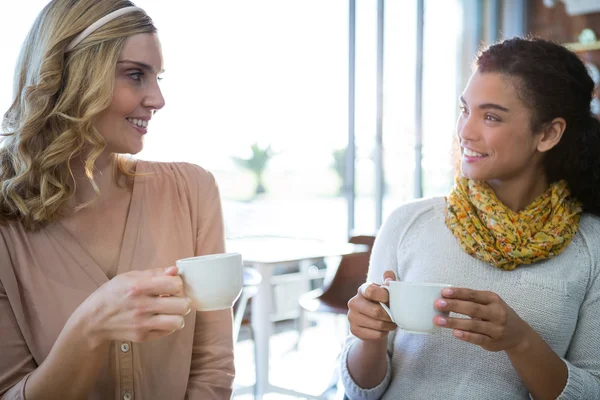 一緒に座って、コーヒーを飲んでいる女性の友達 — ストック写真