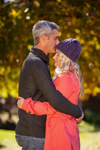 Ouder paar knuffelen in park — Stockfoto