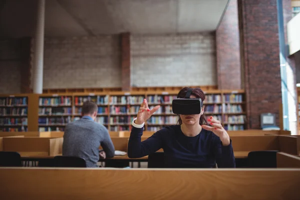 stock image Mature student using virtual reality headset