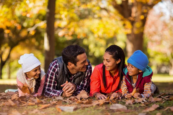 Familia acostada en el campo en el parque —  Fotos de Stock