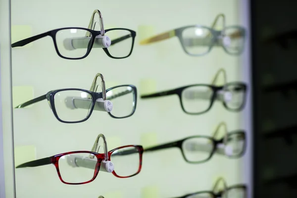 Close-up of various spectacles on display — Stock Photo, Image