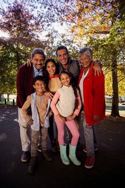 Πολλαπλών γενιάς οικογένεια στέκεται στο πάρκο — Φωτογραφία Αρχείου