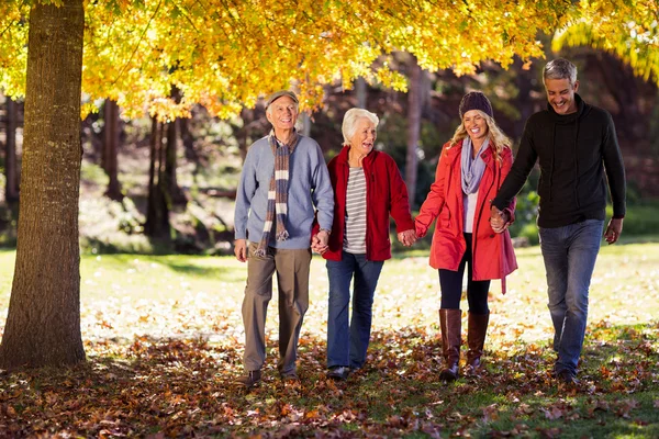 Glückliche Familie beim Spaziergang im Park — Stockfoto