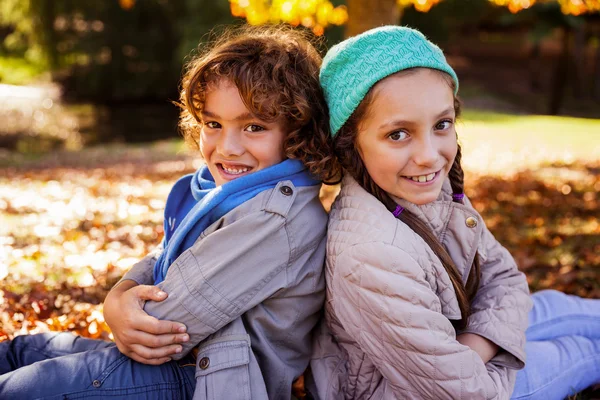 Fratelli con le braccia incrociate nel parco — Foto Stock