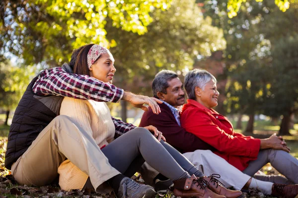 Park'ta rahatlatıcı aile — Stok fotoğraf