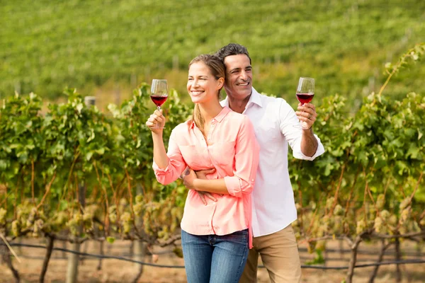 Pareja sosteniendo vasos de vino — Foto de Stock