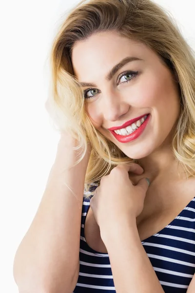 Woman posing against white background — Stock Photo, Image