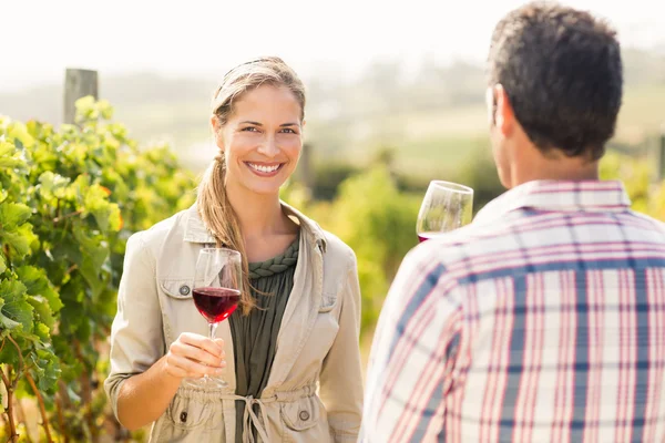 Happy couple having wine — Stock Photo, Image