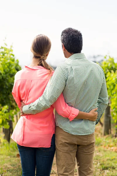 Pareja de pie con el brazo alrededor — Foto de Stock