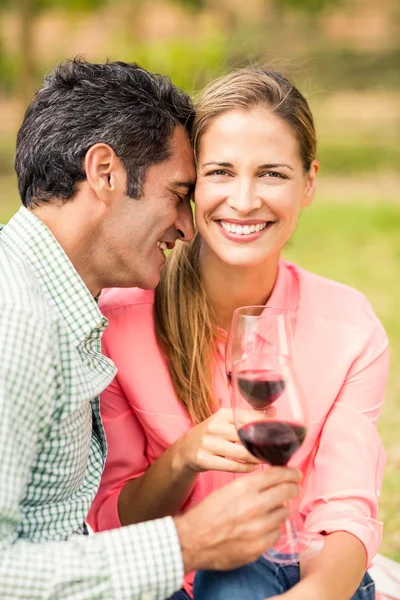 Couple holding glasses of wine — Stock Photo, Image