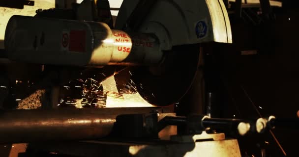 Máquina de sierra circular en taller — Vídeo de stock