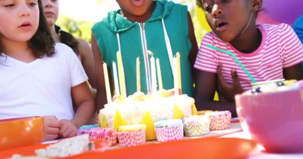 Ragazzo che festeggia il suo compleanno con i suoi amici — Video Stock
