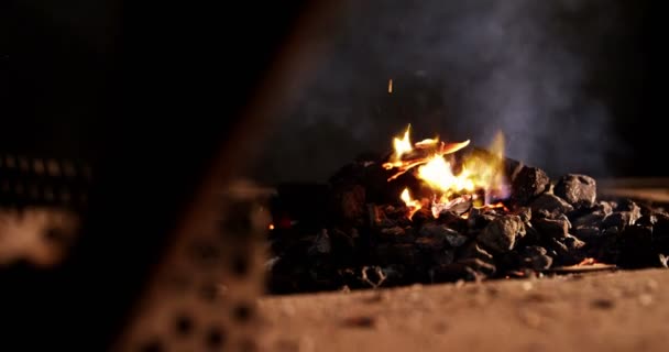 Yanan şömine demirci iş için ateş — Stok video