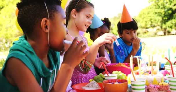 Kids celebrating a birthday — Stock Video