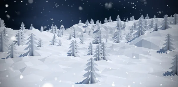 Bäume auf schneebedecktem Berg — Stockfoto