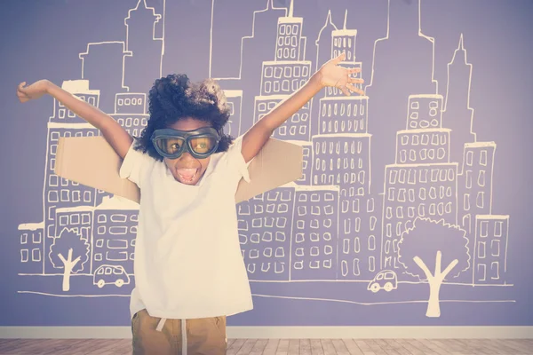 boy with flying goggles looking away