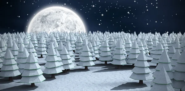 Neige couvrant les arbres de Noël sur le terrain — Photo