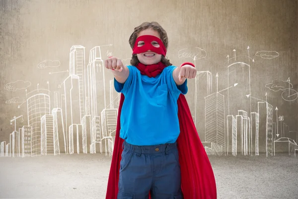 Menino em Fantasia de Super-Herói — Fotografia de Stock