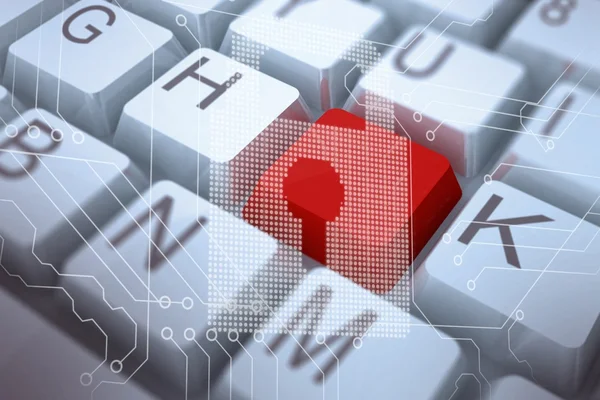 Padlock graphic over keyboard — Stock Photo, Image