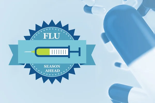 Сложный образ борьбы с гриппом с помощью таблеток — стоковое фото