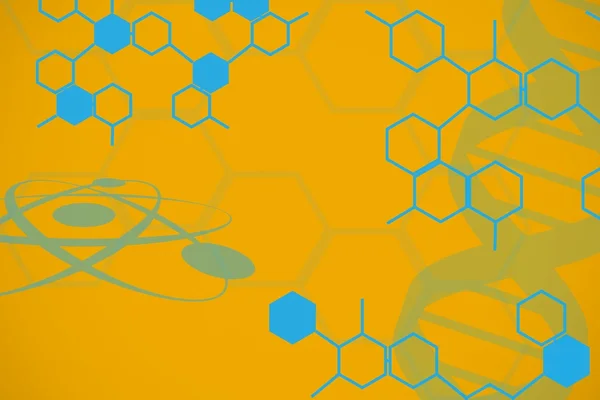 Design de química azul em amarelo — Fotografia de Stock