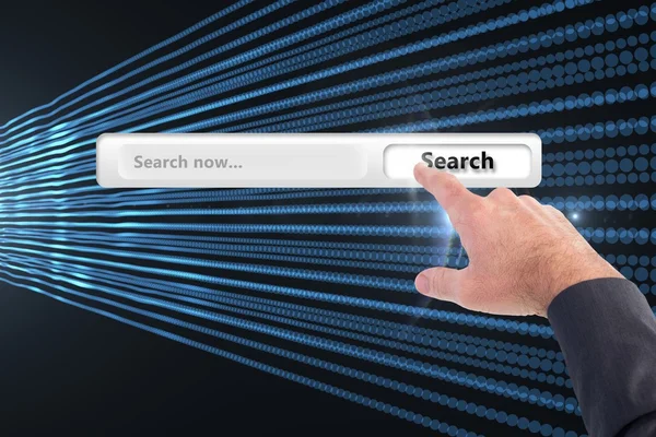 Hombre de negocios apuntando a los gráficos de barra de búsqueda —  Fotos de Stock
