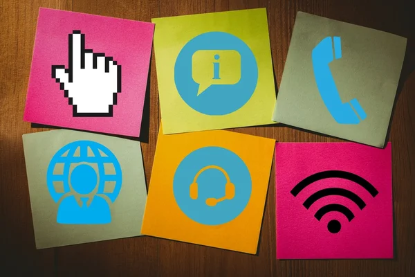 Wall with technology icons above — Stock Photo, Image