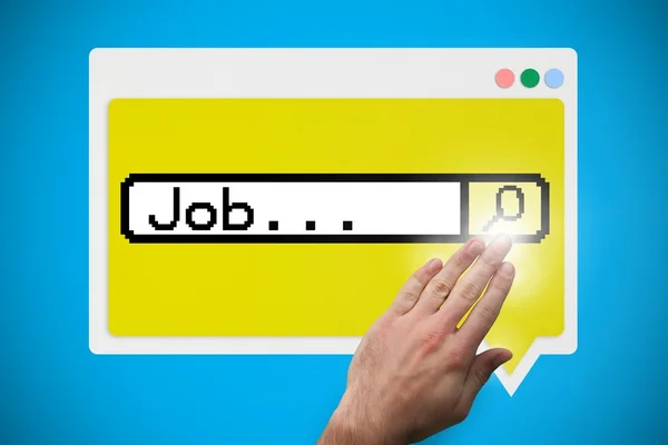 Hand touching job search bar — Stock Photo, Image