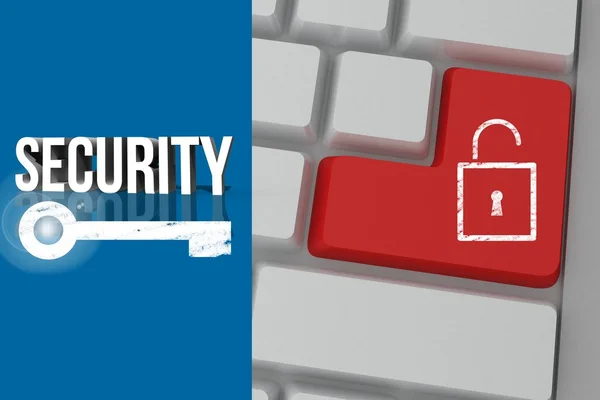 Security graphic with padlock button on keyboard — Stock Photo, Image