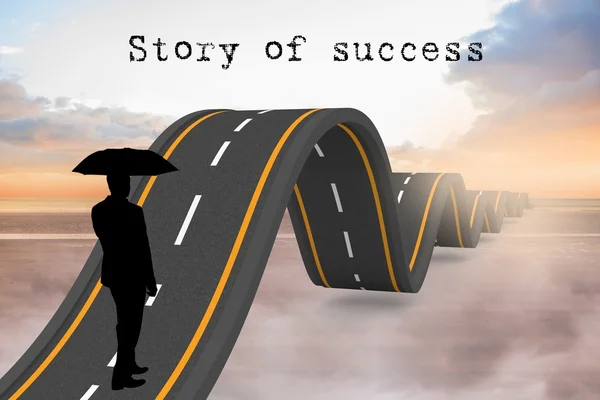 Wavy road and story of success text — Stock Photo, Image