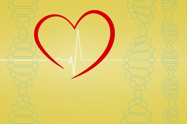 EKG çizgili kırmızı kalp — Stok fotoğraf