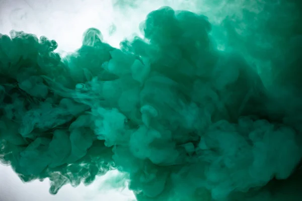 Explosion Vibrant Bright Green Particles Powder Bomb Blasting White Background — Stock Photo, Image