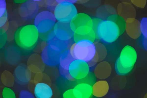 Múltiples Colores Verde Azul Púrpura Fuera Foco Puntos Luces Hadas — Foto de Stock