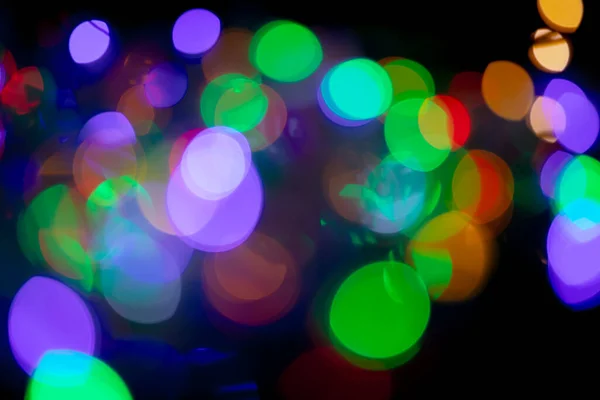 Численні Різнокольорові Зелені Помаранчеві Фіолетові Фокусних Плям Світлих Казкових Вогнів — стокове фото