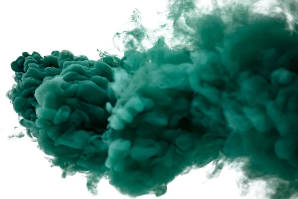 Beyaz Zemin Üzerinde Patlayan Barut Bombasının Canlı Yeşil Parçacıklarının Patlaması — Stok fotoğraf