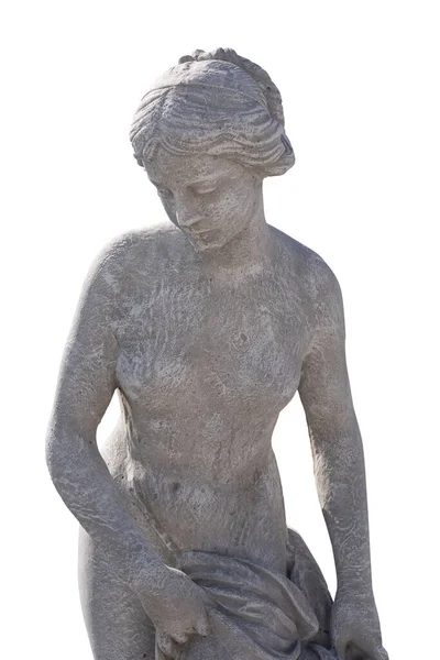 Sculpture Pierre Haut Corps Femme Nue Sur Fond Blanc Art — Photo