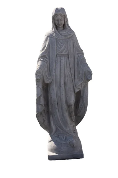 Stone Sculpture Virgin Mary White Background Art Classical Style Romantic — Stock Photo, Image