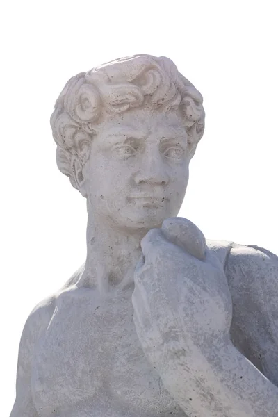 Escultura Piedra Del Busto Del Hombre Antiguo Sobre Fondo Blanco — Foto de Stock